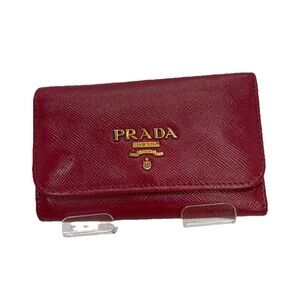 PRADA Logo Saffiano Leather 6 Ring Key Case Pink  /40